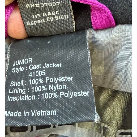 Obermeyer Girls Ski Snowboard Jacket Size 8 Small Black Purple Colorblock Winter - Picture 13 of 13
